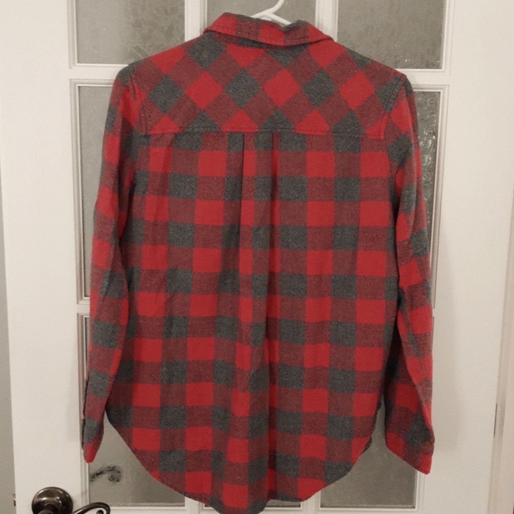 Bluenotes pink and grey, plaid flannel shirt - Picture 3 of 7